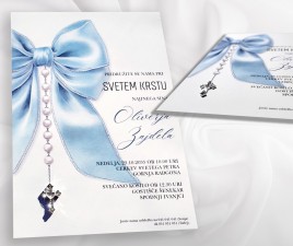 Vabilo za sveti Krst 5 A - z nalepljenim srebrnim križcem s kristalčki